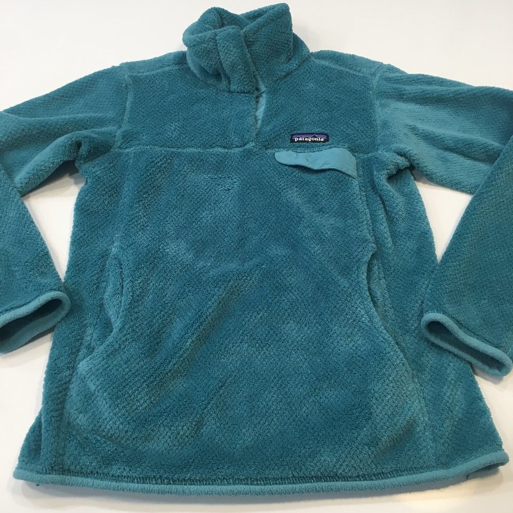 Patagonia Teal Blue Sherpa Fleece Pullover Jacket